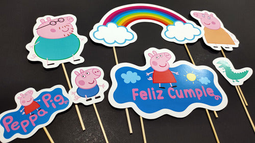 MuchoEvento Adorno Torta Deco Feliz Cumple Peppa Pig Personalizado 1