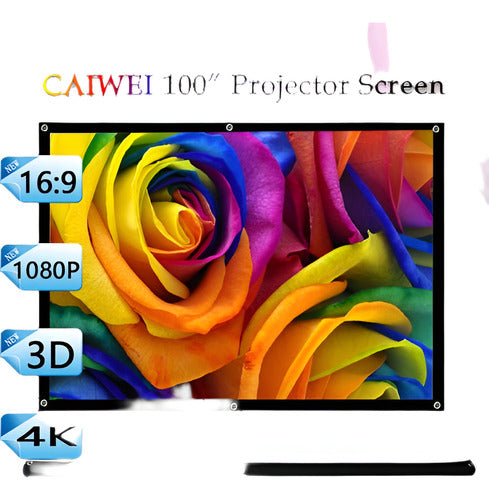 CAIWEI 100'' Pulgadas 16:9 Pantalla Proyector Portátil De Cine En Casa 0