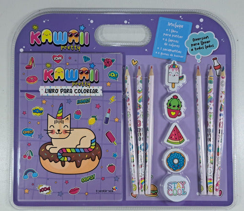 Kawaii Pretty - Kit Infantil Para Pintar - Libro + Lapices 1