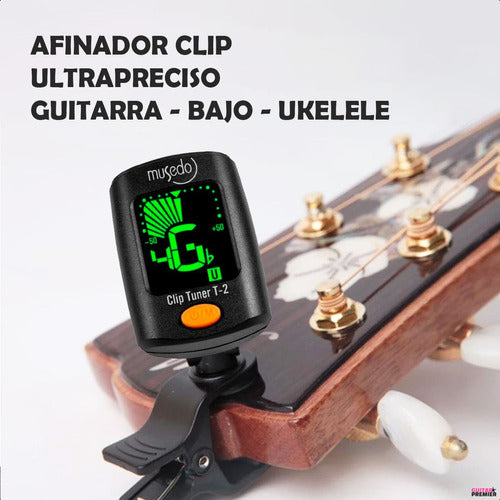 Chromatic Clip Tuner for Guitar Bass Violin Ukulele with Clamp Clip 8