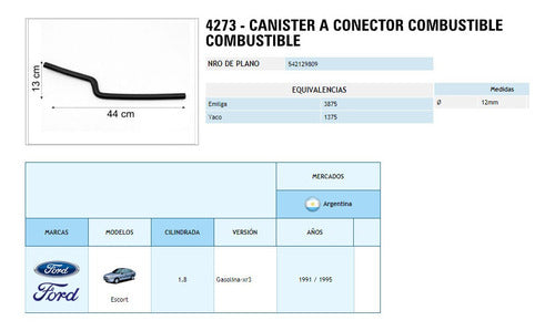 Cauplas Fuel Connector Pipe for Ford Escort 1.8 1991/1995 4273 2