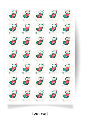 Generic Christmas Stickers - Sheet X35 Units Ø56mm 2