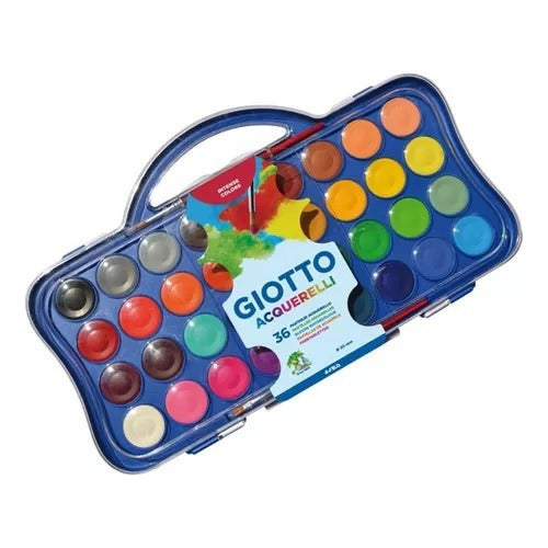 Giotto Watercolors X36 Colors with Case and Brush 0