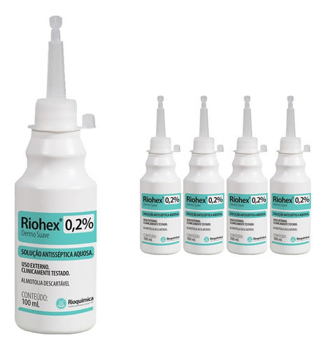 Kit Com 5 Und Riohex Clorexidina 0,2% Solução Aquosa 100ml 0