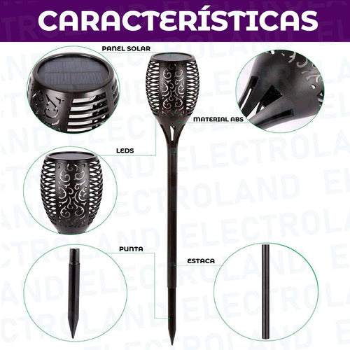 Electroland Led Antorcha Efecto Fuego Luz Solar Exterior Jardín Estaca 3