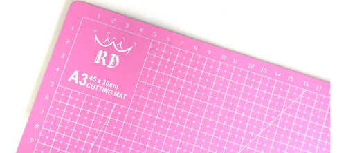 Combo Cutting Mat A3 45x30 cm Pink + Rotary Cutter + Metal Ruler 4