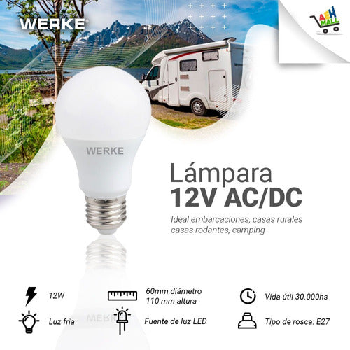 Werke 12 Volts Lámpara Led 12w Dc + Portatil - Ideal Camping 1