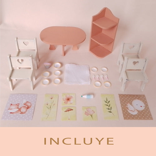 Modular Dolls House Dining Set for Sylvanian - Woodzeez - LOL 4