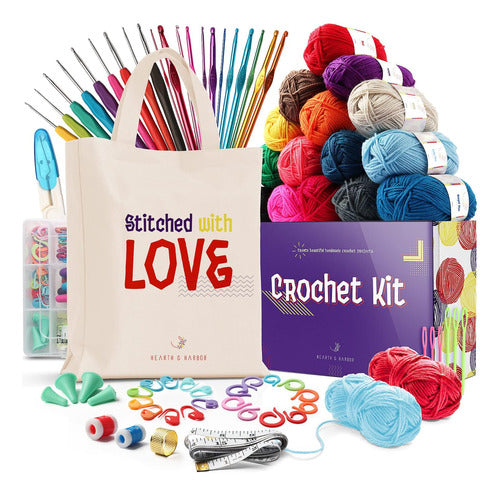 Hearth & Harbor Beginner Crochet Kit, Includes 1500 Meters of Yarn 0