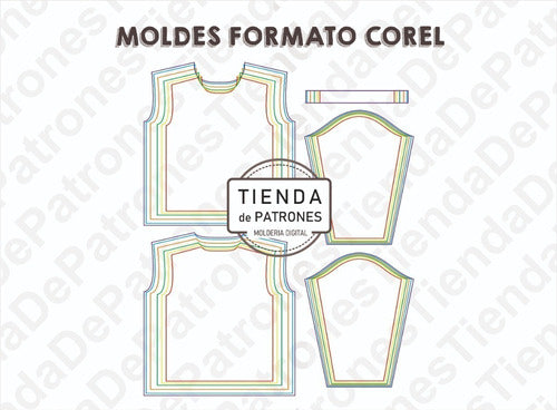 Tienda de Patrones Molde Patrón Coreldraw Remera Manga Larga Hombre Xs Al 2xl 1