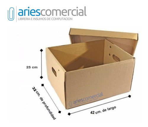 Aries Reinforced Cardboard Box with Lid 42x33x25 - Pack of 5 1