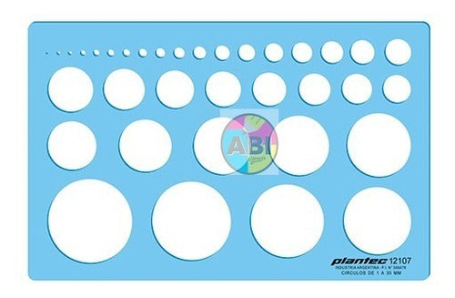 Flexible Clear Blue Circles Template 1mm Thickness, Polar Radii Plantec 2107 0