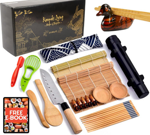 HERMES SHOP Sushi Preparation Kit 22 cm with Bamboo Mats 0