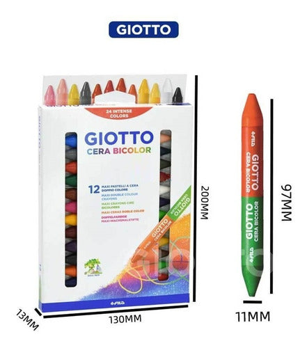 Giotto Maxi Bicolor Crayons X 12=24 Colors X 10 Boxes 3