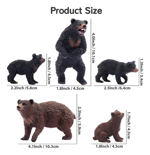 Toymany 6pcs Bear Animal Figures, Realistic Forest Animal Be 4