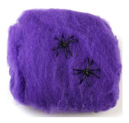 Juanalalo Cotillon Violeta Spider Web with 2 Large Spiders for Halloween 20 Gr 0