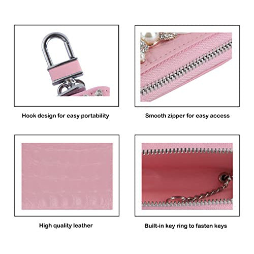 YULAILE Protective Keycase for Keys with Zipper in Pink 2