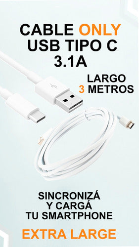 USB Type C Cable for Xiaomi Fast Charging 3m Long 1