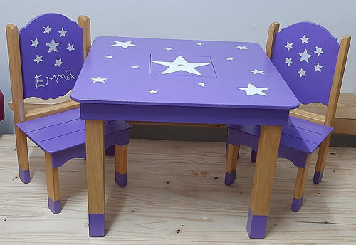 Personalized Wooden Children's Table and Chairs with Character Designs 2