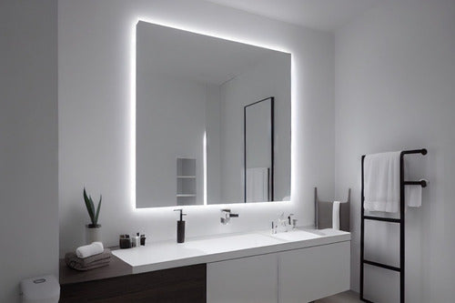 Modern Rectangular Decorative Bathroom Mirror with LED Light 70x90 cm 25