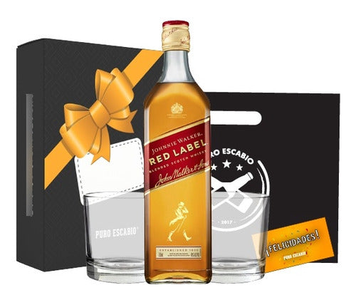 Whisky Johnnie Walker Red Label 1000ml Gift Box with 2 Glasses 0