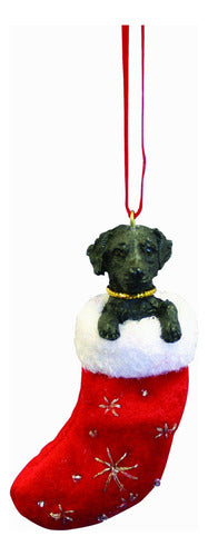 Adorno De Navidad De Labrador Negro Con Detalle Santas Littl 0