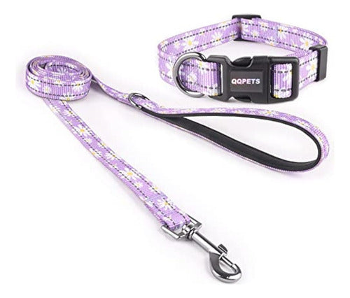 QQPETS Reflective Dog Collar and Leash Combo: Small Puppy 0