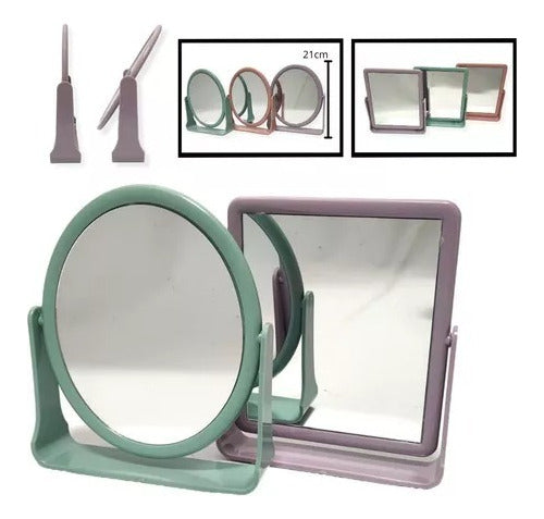 Square Double-Sided Plastic Table Mirror 19x16cm 0