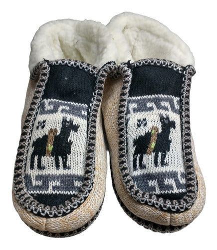 Men's Closed Toe Alpaca Wool Knitted Slippers Sheepskin Lined 40-44 13