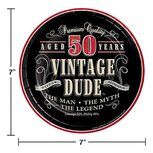 Vintage Dude 50th Birthday Dessert Plates, 48 Count 1