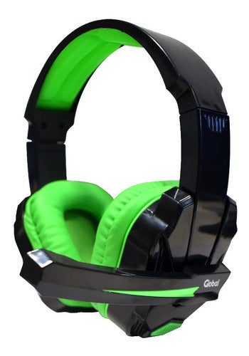 Global Electronics Gaming Headset with Microphone and Lights Black/Green Epgmr137 0