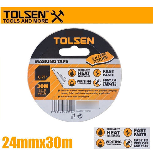 Tolsen Masking Paper Tape Roll 24mm 50245 1