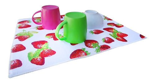 Mia Casa Red Strawberry Microfiber Dish Drying Cloth 0