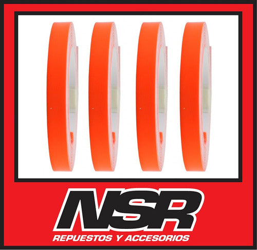 Reflective Fluorescent Tuning Wheel Rim Tape for Motorcycles, Cars, and Bikes - Pack of 4 12