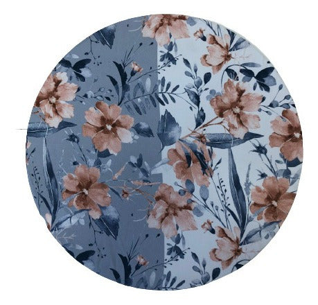 Sousplat Com Base Em Madeira 35 Cm Floral Branco\azul 0