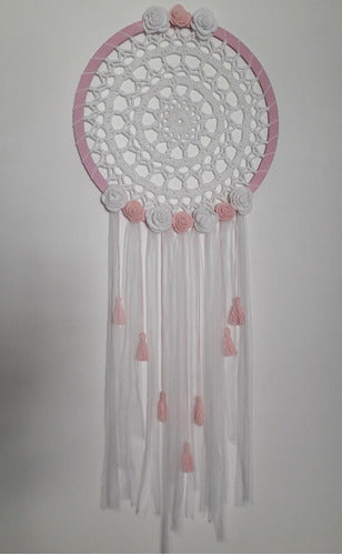 Atrapasueños Mandala Grande Crochet Rosa 4