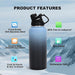 Blackpongo Insulated Water Bottle 33 Oz, Vacuum Sport Bottle 1