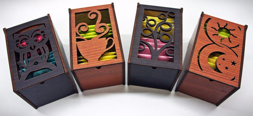 Dibuo 20 Wooden Tea Boxes with 2 Divisions Souvenir Fibro Facil 0