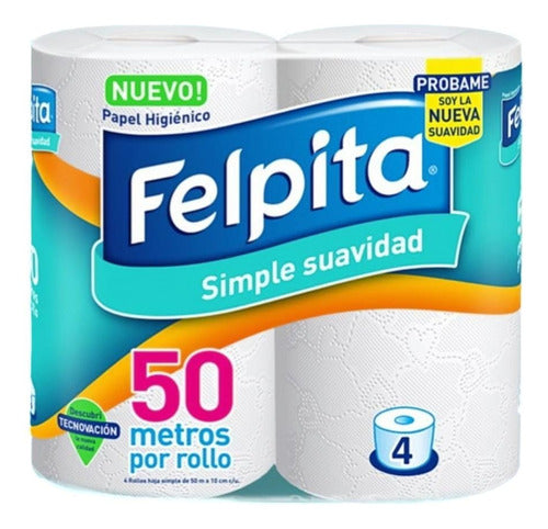 Felpita Toilet Paper Simple Softness Pack 10 Pkg 4x50m 0