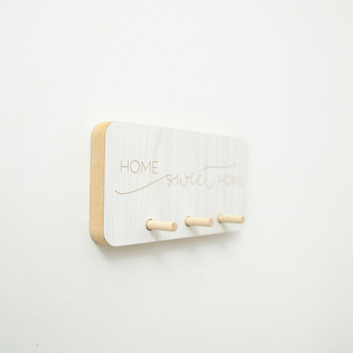 Wooden Key Holder - #03 Home Sweet Home Rec - 20 x 10 cm 1