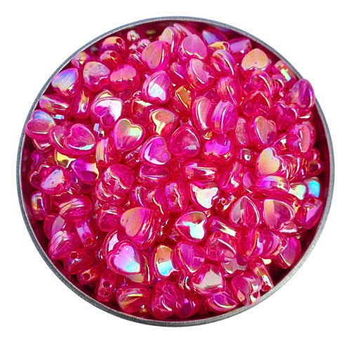 50 Translucent Iridescent Heart-Shaped Beads - Bijou 5