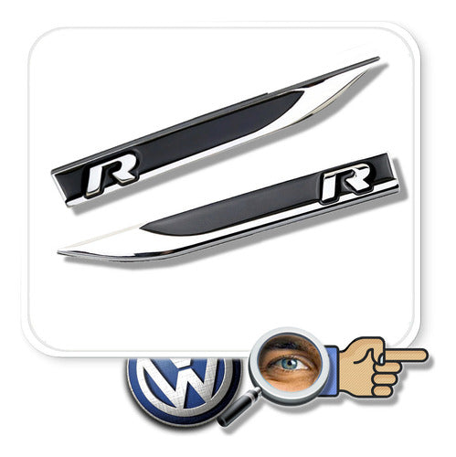 Volkswagen R Black Metal Side Badges for Tuningchrome 0