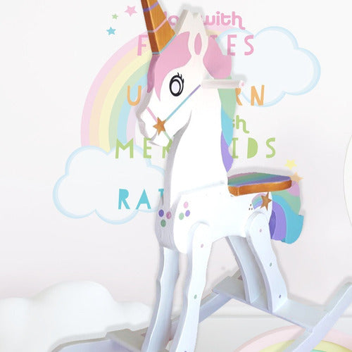 !unicornio Mecedor 80 Cms De Alto!! Madera Pintado A Mano 1