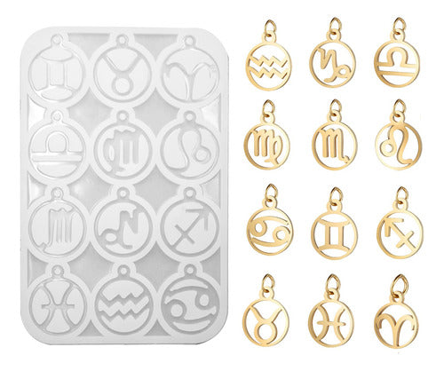 Heyiminy Silicone Resin Mold for Zodiac Keychains 0