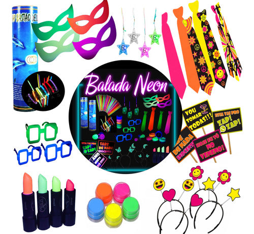 Kit Festa Neon Balada Adereços 148 Itens + Maquiagem Neon 0