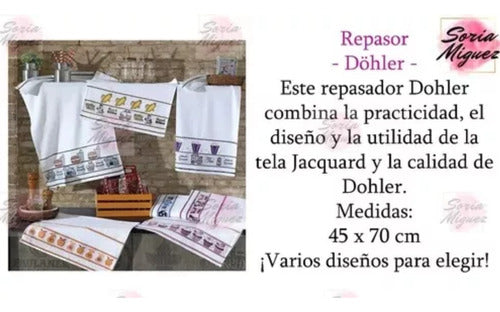 Döhler Pack of 6 Vida Dish Towels 70 x 45 cm Various Designs 1