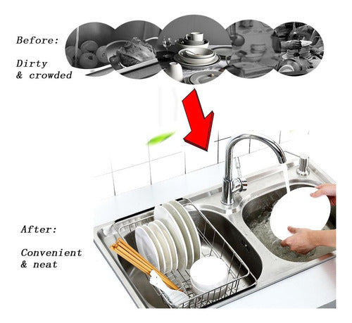 Szuah Adjustable Dish Drying Rack Over Sink Stainless Steel 5