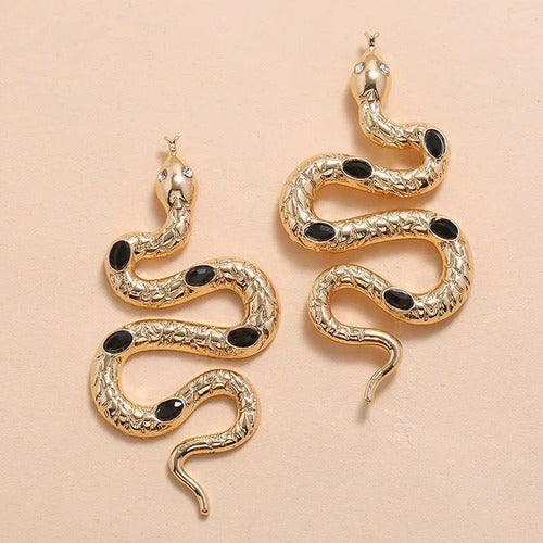 Rose.Mvd Caravanas Pendientes Serpiente Negra 4