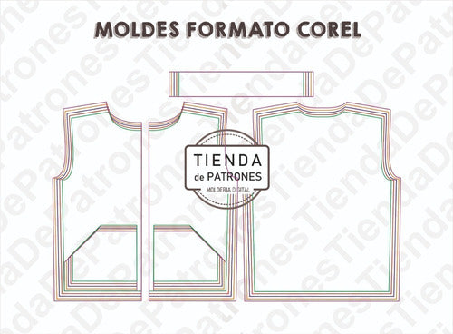 TIENDA DE PATRONES: Molde Patron Coreldraw Chaleco Básico Unisex Del Xs Al Xl 1