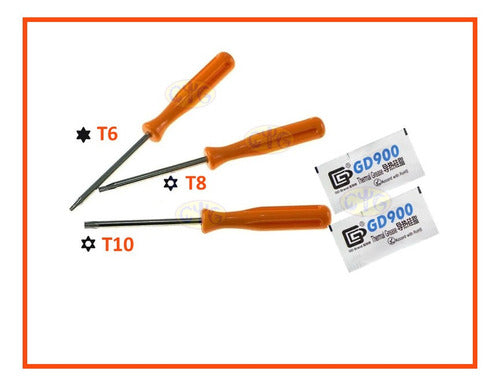 Kit 3 Chaves Torx T6 T8 T10 + 1g Pasta Térmica Ps4 Xbox 0